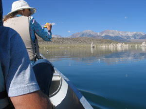 photo of canoeing Mono Lake